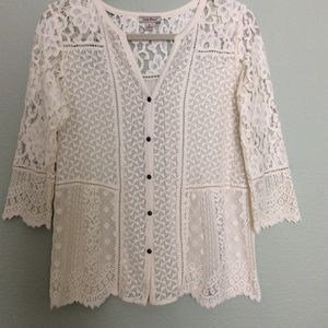 Off white lace Lucky Brand top